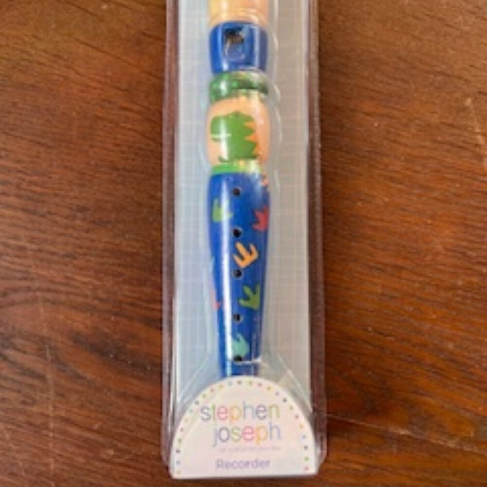 NIB Stephen Joseph Childrens Dinosaur Wooden Musical Recorder